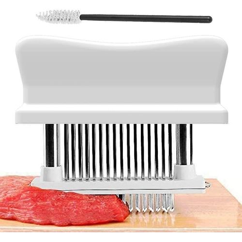 Outil d'attendrisseur de viande avec 48 lames d'aiguilles tranchantes en acier inoxydable, machine de cuisson robuste pour attendrir le b?uf, la dinde, le poulet, le steak, le veau, le porc,