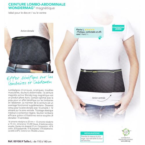 Ceinture Magnétique Lombo-Abdominale Taille 110 Cm À 140 Cm