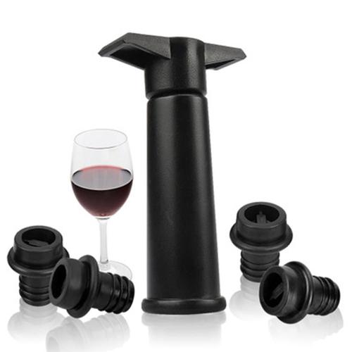 Pompe noire avec bouchons ¿¿conomiseurs de vin garde le vin frais (pompe noire + 4 bouchons) coffret cadeau de cinq pi¿¿ces