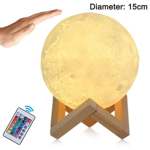 Lampe Led Moon 3d 16 Couleurs ¿¿ Intensit¿¿ Variable Avec T¿¿L¿¿Commande Et Support