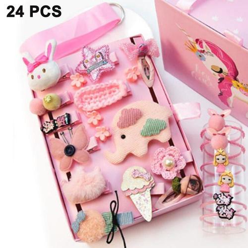 Coffret cadeau 24 pi¿¿ces, accessoires pour cheveux, pinces ¿¿ cheveux pour petites filles, Barrettes ¿¿ n?uds