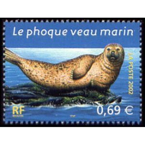 Timbre France 2002, Oblitéré - Faune Marine : Le Phoque Veau Marin - Yt3488