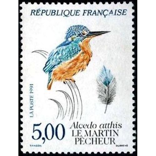 Timbre France 1991, Oblitéré - Martin Pêcheur- 5.00 Yt2724
