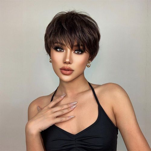 Mode Été Cheveux Courts Perruque Naturelle Femme Cheveux Courts