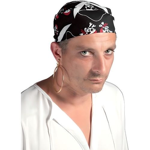 Bandana Tissu Noir Avec Tête De Mort - Ptit Clown - Accessoire De Déguisement - Adulte