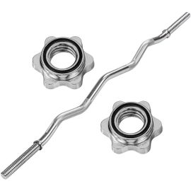 Movit® Barre D'haltères Curl - 120 / 130cm, 30mm, Antidérapante, Chrome / Noir - Barre Ez Curl, Gym À Domicile, Musculation, Fitness
