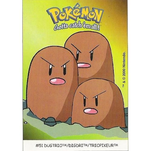 Triopikeur (N°51) Carte Pokémon Dunkin "Boomer" (Stickers)