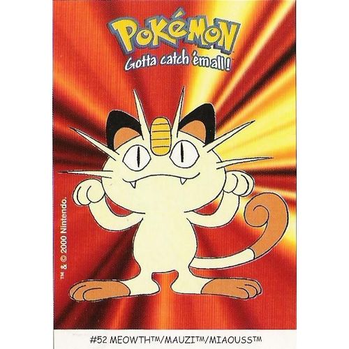 Miaouss (N°52) Carte Pokémon Dunkin "Boomer" (Stickers)