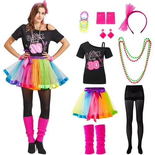 Deguisement Annee 80 Femme Et Enfant Tenue Fluo Tutu Adulte Costume Annee 80 Deguisement Annee 80 90 Couple Avec Accessoire Annees 80 Rakuten