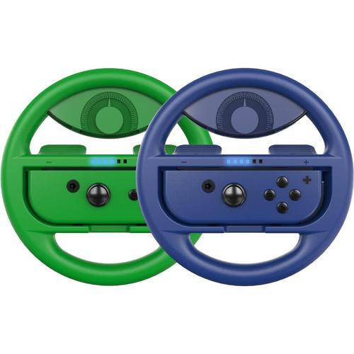 Volant Switch, Volant De Course Joy-Con Manette, Steering Wheel Pour Mario Kart 8 Deluxe / Nintendo Switch & Modèle Oled, L Vert / L Bleu (Pack De 2)