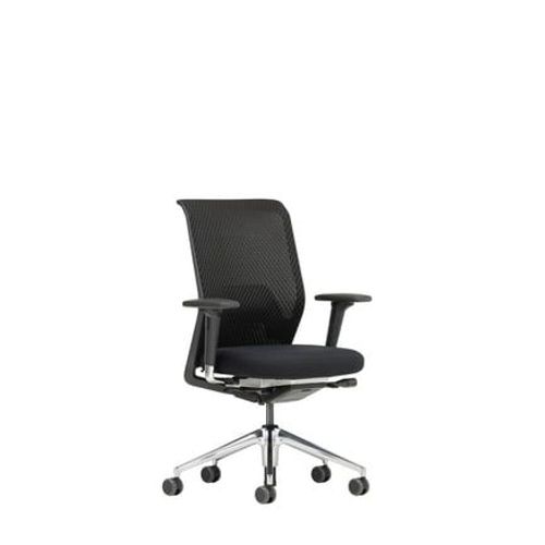 Vitra - Chaise De Bureau Id Mesh - Poli - Nero - Diamond Mesh Nero - Roulettes Dures Pour Tapis - Noir