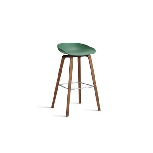 Hay - Tabouret De Bar About A Stool Aas 32 Noyer - Teal Green 2.0 - Repose-Pied Acier Inoxydable - Hauteur D'assise 75 Cm - Filzgleiter - Vert