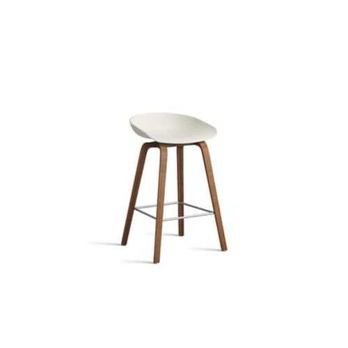 Hay - Tabouret De Bar About A Stool Aas 32 Noyer - Melange Cream 2.0 - Repose-Pied Acier Inoxydable - Hauteur D'assise 65 Cm - Filzgleiter - Beige