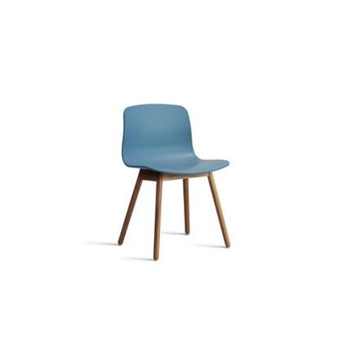 Hay - Chaise About A Chair Aac 12 Noyer - Azure Blue 2.0 - Patins En Feutre - Bleu