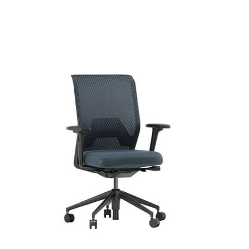 Vitra - Chaise De Bureau Id Mesh - Noir - Silkmesh02rauchblau - Diamondmesh02rauchblau - Roulettes Dures Pour Tapis - Bleu