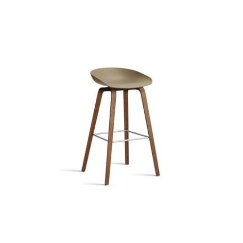 Hay - Tabouret De Bar About A Stool Aas 32 Noyer - Clay 2.0 - Repose-Pied Acier Inoxydable - Hauteur D'assise 75 Cm - Filzgleiter - Marron