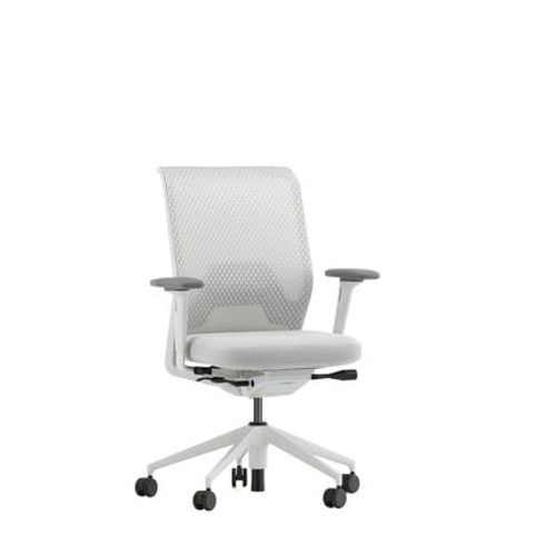 Vitra - Chaise De Bureau Id Mesh - Revêtement Soft Grey - Planocremeweiß/Sierragrau - Diamond Mesh Soft Grey - Roulettes Souples Pour Sols Durs - Beige