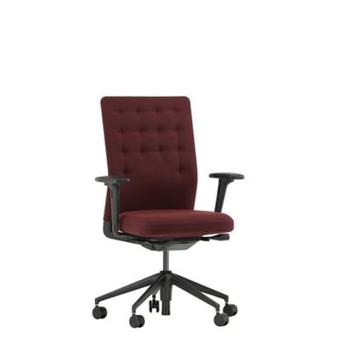 Vitra - Chaise De Bureau Avec Accoudoirs - Id Trim - Plano Rouge Foncé/Nero - Avec Support Lombaire - Roulettes Pour Tapis - Rouge