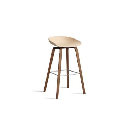 Hay - Tabouret De Bar About A Stool Aas 32 Noyer - Pale Peach 2.0 - Repose-Pied Acier Inoxydable - Hauteur D'assise 75 Cm - Filzgleiter - Orange