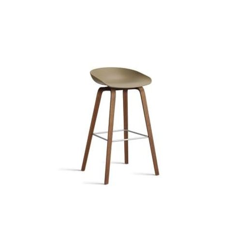 Hay - Tabouret De Bar About A Stool Aas 32 Noyer - Clay 2.0 - Repose-Pied Acier Inoxydable - Hauteur D'assise 75 Cm - Standardgleiter Kunststoff - Marron