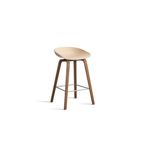 Hay - Tabouret De Bar About A Stool Aas 32 Noyer - Pale Peach 2.0 - Repose-Pied Acier Inoxydable - Hauteur D'assise 65 Cm - Filzgleiter - Orange