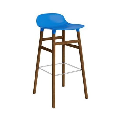 Normann Copenhagen - Chaise De Bar Form Avec Structure En Bois - Normanncopenhagenformbrightblue - Noyer - 75 Cm - Bleu