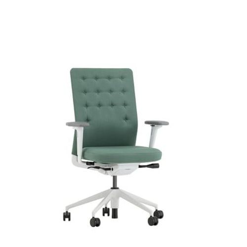 Vitra - Chaise De Bureau Avec Accoudoirs - Id Trim - Volo - Vert-Gris - Avec Support Lombaire - Roulettes Pour Tapis - Vert