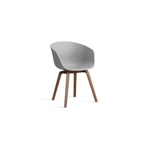 Hay - Chaise About A Chair Aac 22 Noyer - Concrete Grey 2.0 - Patins En Feutre - Gris