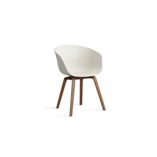 Hay - Chaise About A Chair Aac 22 Noyer - Melange Cream 2.0 - Patins Standards En Plastique - Beige