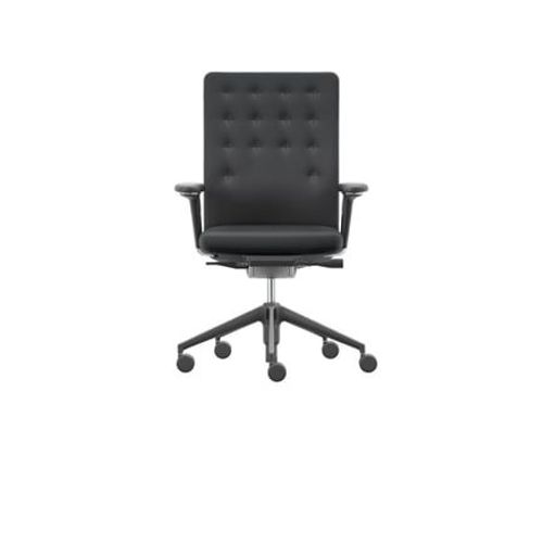Vitra - Chaise De Bureau Avec Accoudoirs - Id Trim - Plano - Noir - Sans Support Lombaire - Roulettes Pour Tapis - Noir