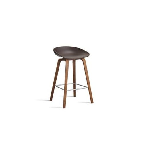 Hay - Tabouret De Bar About A Stool Aas 32 Noyer - Raisin 2.0 - Repose-Pied Acier Inoxydable - Hauteur D'assise 65 Cm - Standardgleiter Kunststoff - Violet