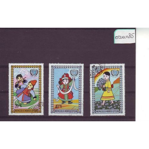 Mongolie 1977 : Unicef - Lot De 3 Timbres Oblitérés