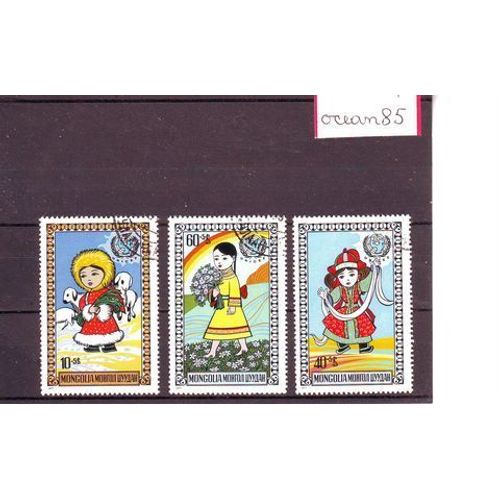 Mongolie 1977 : Unicef - Lot De 3 Timbres Oblitérés