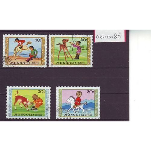 Mongolie 1975 : Jeux D'enfants - Lot De 4 Timbres Oblitérés