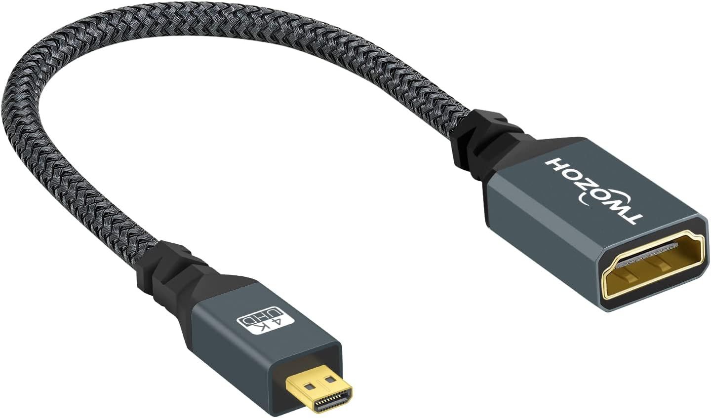 Adaptateur Micro HDMI vers HDMI, Câble Micro HDMI Mâle vers HDMI Fe...