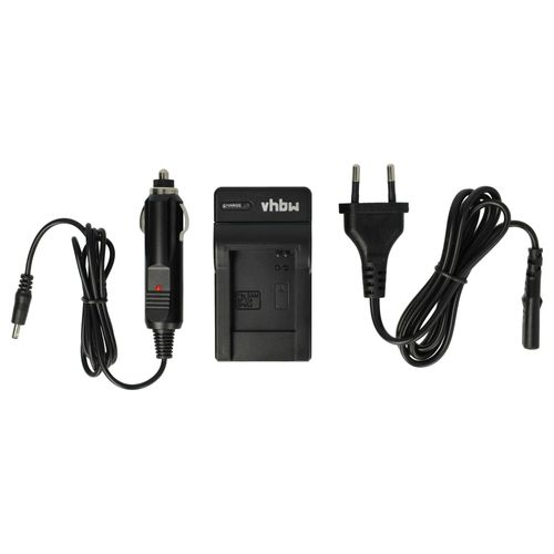 vhbw Chargeur compatible avec Samsung ST95, WB32, WB31F, WB31, WB30F, WB210 caméra caméscope action-cam + câble de voiture + témoin de charge 4,2 V