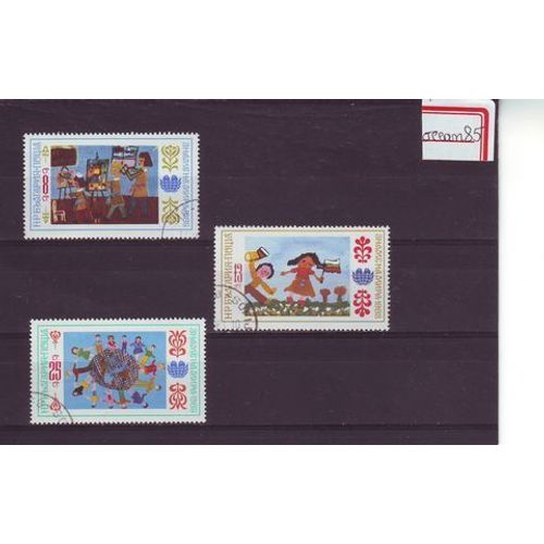 Bulgarie 1985 : 3ème Assemblée Internationale "Bannière De La Paix" - Dessins D'enfants : Lot De 3 Timbres Oblitérés