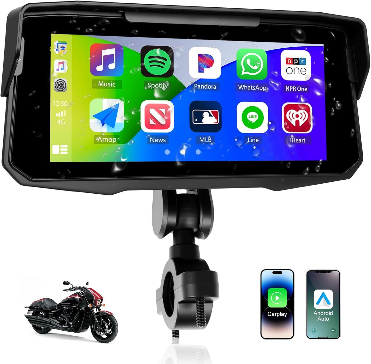 Wireless 6.86 Pouces 1280 * 480 HD Écran GPS Moto sans Fil CarPlay ...