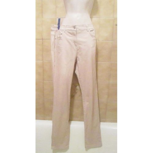 Pantalon Blanc Cassé Beige Carrol Ou Caroll, Poches, T. 38 En Taille Réelle