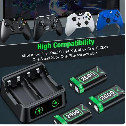 Lot De 3 Batteries Rechargeables + Socle De Recharge Indicateur À Led Pour : Mannette Xbox Séries X/S/Xbox One S/X