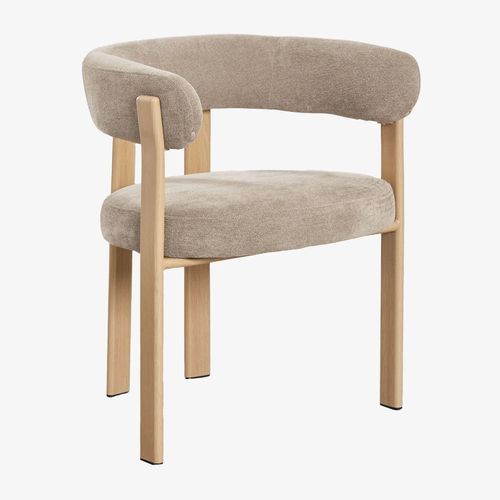 Pack de 4 chaises de salle à manger avec accoudoirs, rembourrées et en fer Jolie Marron Bois Naturel