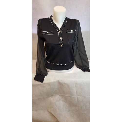 Pull Fin Col V Noir Femme Cmp55 Paris Taille Unique