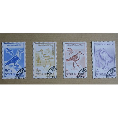 Série 4 Timbres Oblitérés Roumanie (Oiseaux)