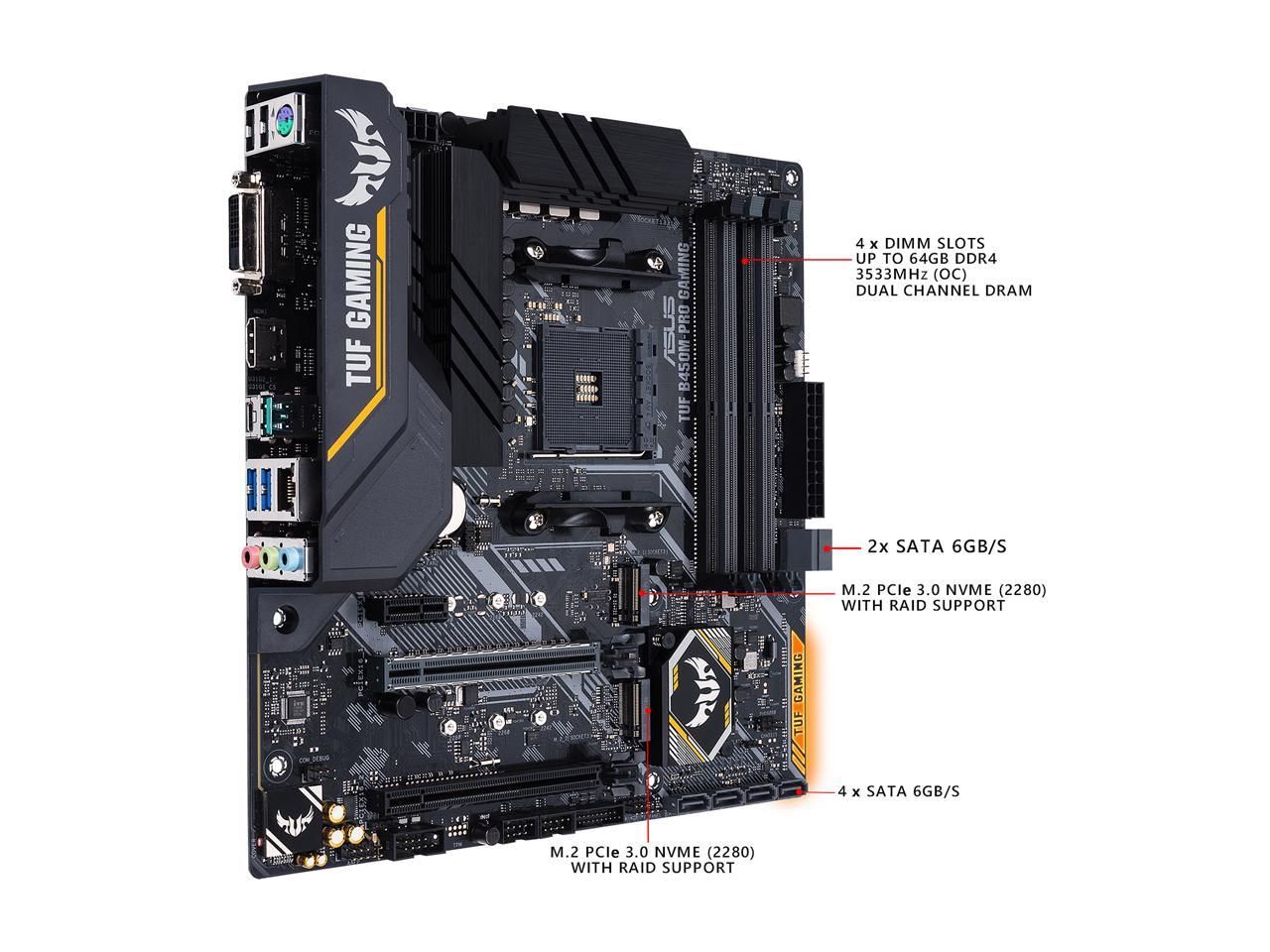 ASUS TUF B450M-PRO GAMING AMD Ryzen 3 AM4 DDR4, HDMI, Dual M... - 4