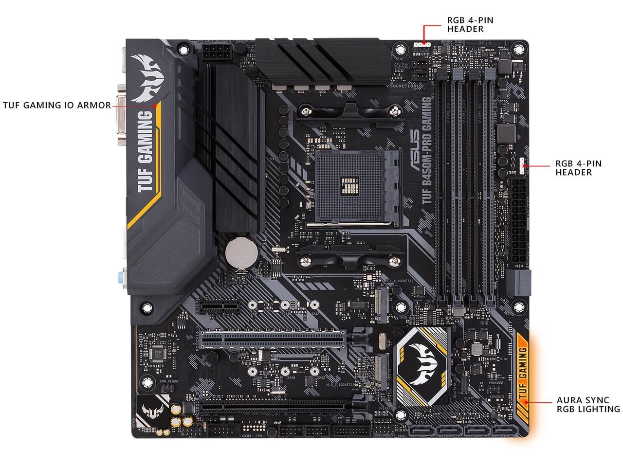 ASUS TUF B450M-PRO GAMING AMD Ryzen 3 AM4 DDR4, HDMI, Dual M... - 2