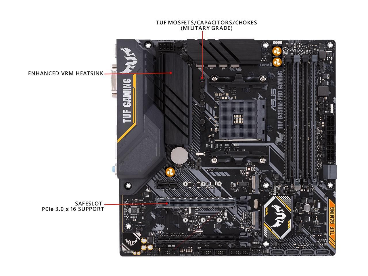ASUS TUF B450M-PRO GAMING AMD Ryzen 3 AM4 DDR4, HDMI, Dual M... - 3