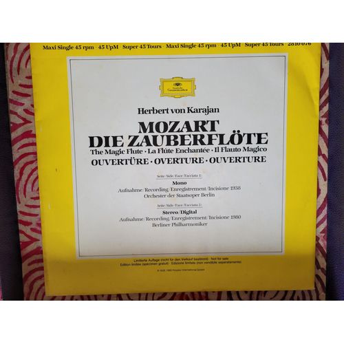Rare Vinyle 30 Cm 45t Mozart Ouverture De La Flûte Enchantée Mono/Stéréo Herbert Von Karajan Pour Audiophile.