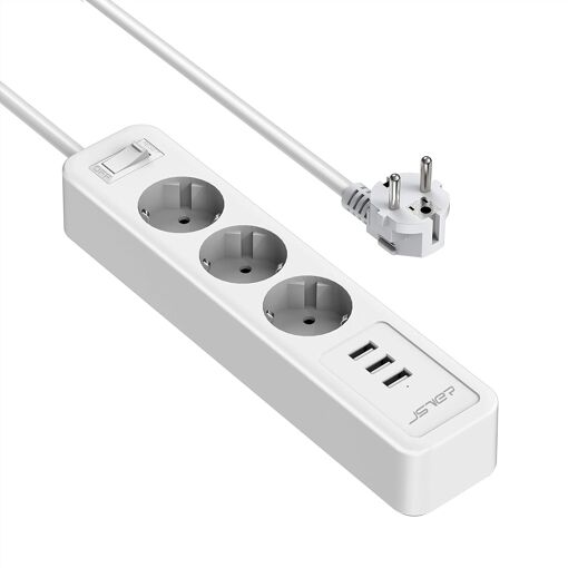 Multiprise USB,Bloc Multiprise 3 Prises avec 3 Ports USB Chargeur (...