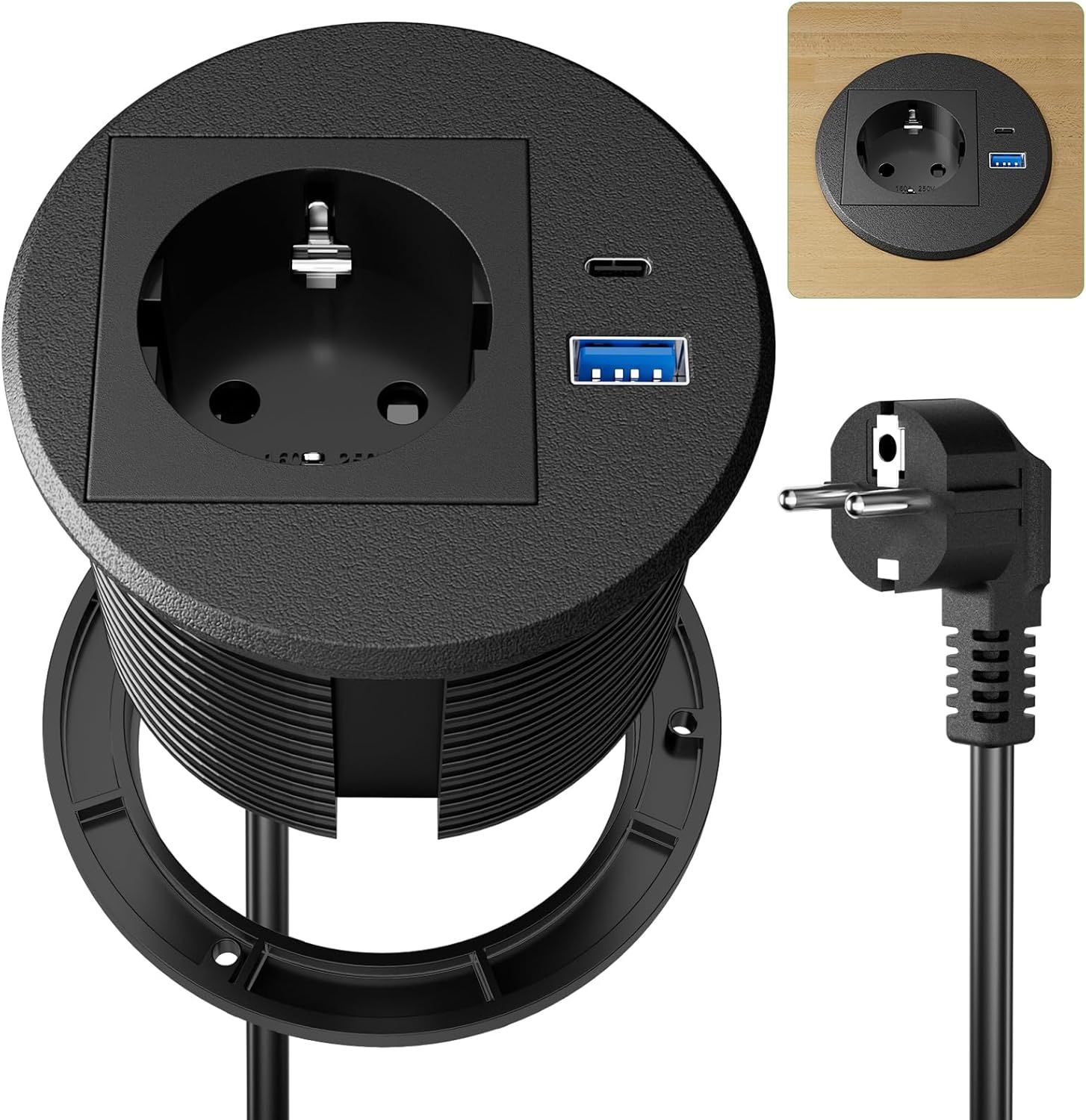 Prise Encastrable Plan de Travail USB C PD20W, Multiprise Encastrab...