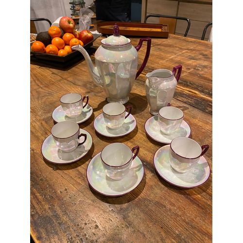 Service À Café Vintage En Porcelaine Nacré De Marque Karlsbad